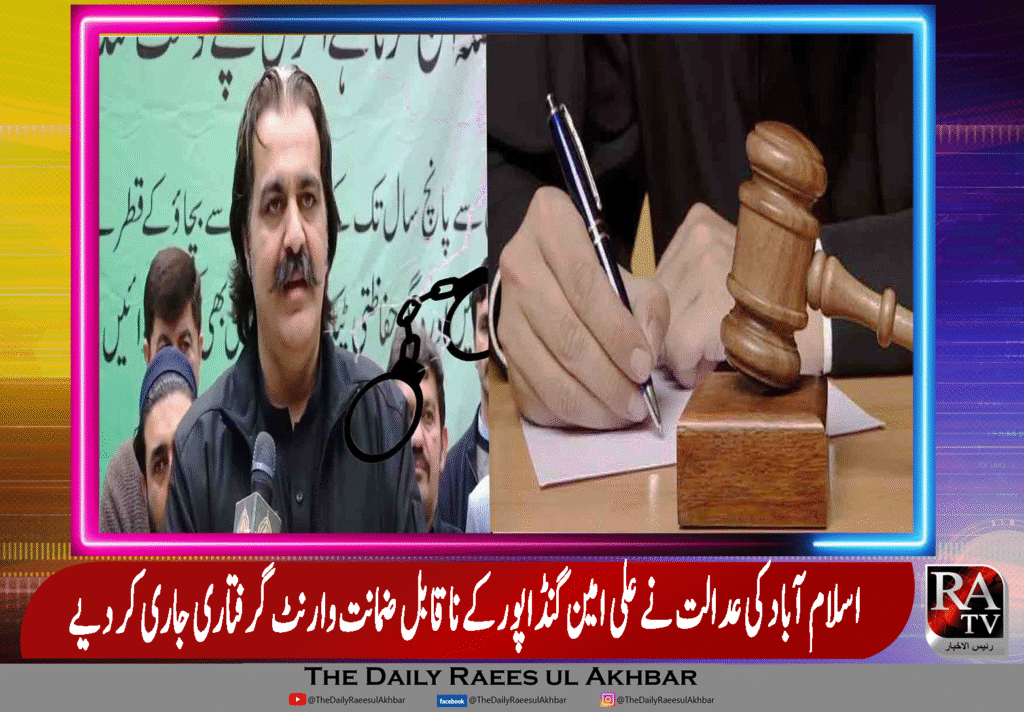وزیر اعلیٰ خیبر پختونخوا علی امین گنڈاپور کی عدالت میں عدم پیشی پر وارنٹ گرفتاری جاری