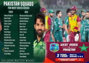 پاکستانی کرکٹ ٹیم کا ویسٹ انڈیز کے خلاف سیریز کے لیے اسکواڈ