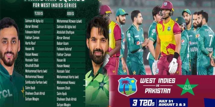 پاکستانی کرکٹ ٹیم کا ویسٹ انڈیز کے خلاف سیریز کے لیے اسکواڈ