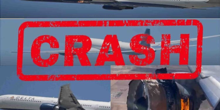 ڈیلٹا ایئر لائنز کے بوئنگ طیارے کے انجن سے شعلے نکلتے ہوئے