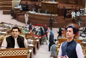 پنجاب اسمبلی میں خالد نثار ڈوگر کا احسان ریاض کو تھپڑ مارنے کا منظر