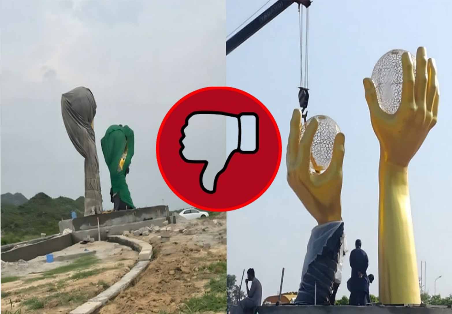 اسلام آباد میں متنازع یادگار کو مشینری کے ذریعے گراتے ہوئے