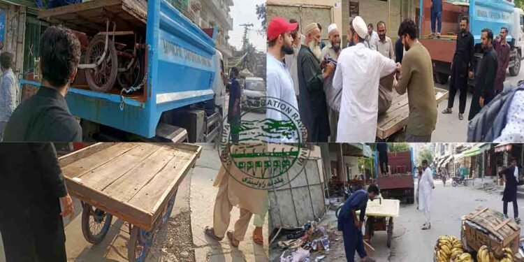 راولپنڈی نیو کٹاریاں مارکیٹ میں ایم سی آر کا تجاوزات کے خلاف آپریشن