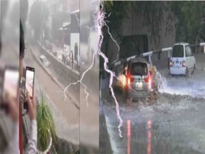 اسلام آباد اور راولپنڈی میں موسلا دھار بارش کے بعد سیدپور نالے میں طغیانی کے باعث ایک گاڑی پانی میں بہہ گئی