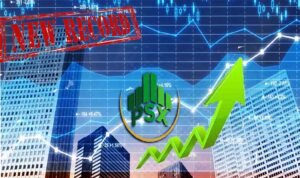 "پاکستان اسٹاک ایکسچینج میں 100 انڈیکس کی 140,000 پوائنٹس عبور کرتے ہوئے ریکارڈ تیزی کا منظر"