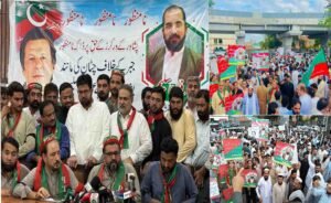 پی ٹی آئی کارکن خیبرپختونخوا میں سینیٹ انتخابات کے خلاف احتجاج کرتے ہوئے