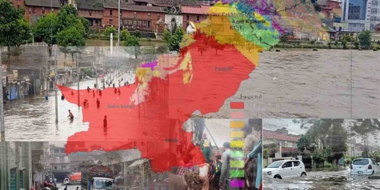 پنجاب کے مختلف شہروں میں مون سون بارشوں کے دوران سڑکوں پر جمع پانی کی صورتحال