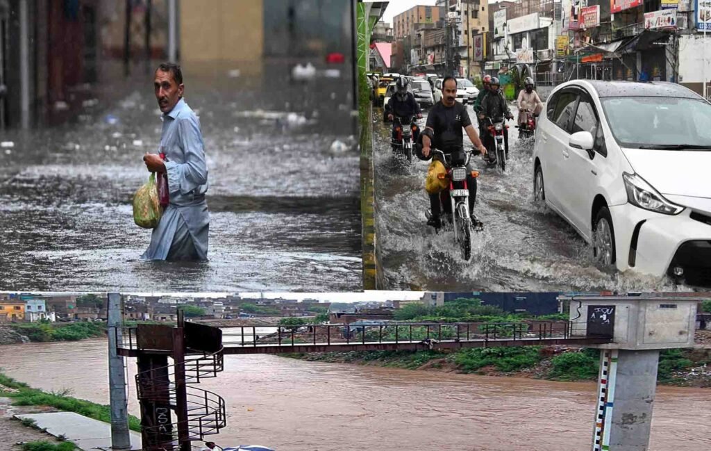 راولپنڈی میں طوفانی بارش کے بعد نالہ لئی میں پانی کی سطح بلند، نشیبی علاقے زیر آب، سیلابی صورتحال پیدا