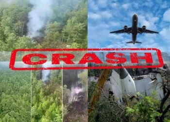 روس میں طیارہ حادثے کے بعد جنگلاتی علاقے میں جلے ہوئے طیارے کا ملبہ