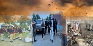 پولیس چوکی فتح خیل پر حملے کے بعد بنوں میں سیکیورٹی اہلکاروں کی جوابی کارروائی کا منظر