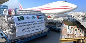 فلسطین کیلئے پاکستانی امدادی سامان کی روانگی کی تقریب