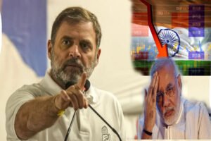 راہول گاندھی مودی پر تنقید کرتے ہوئے