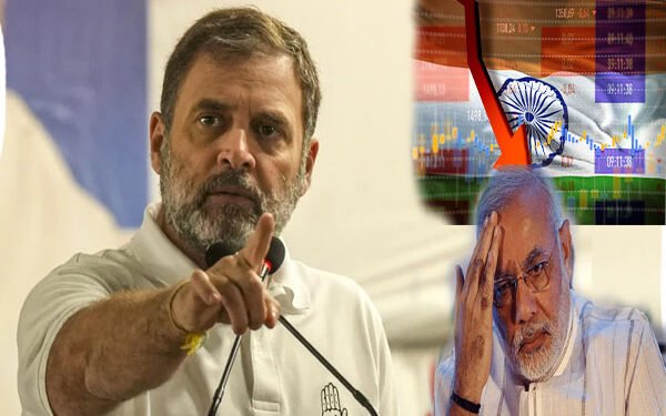 راہول گاندھی مودی پر تنقید کرتے ہوئے