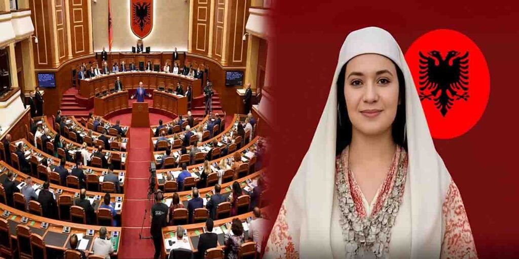 البانیہ میں دنیا کا پہلا AI وزیر پارلیمنٹ میں خطاب کرتے ہوئے