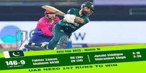 پاکستان کا یو اے ای کو جیت کیلئے 147 رنز کا ہدف ایشیا کپ ٹی ٹوئنٹی میں مقرر