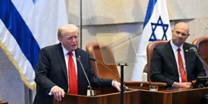 ٹرمپ کا اسرائیلی پارلیمنٹ سے خطاب فلسطین کے حق میں احتجاج