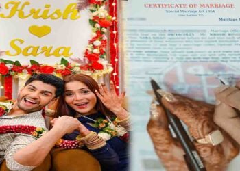 سارہ خان کی شادی کی تصاویر، بھارتی اداکارہ اور کرش پاٹھک کا جوڑا