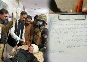 بنؤ حملہ میں پولیس گاڑی پر حملے کے بعد جائے وقوعہ