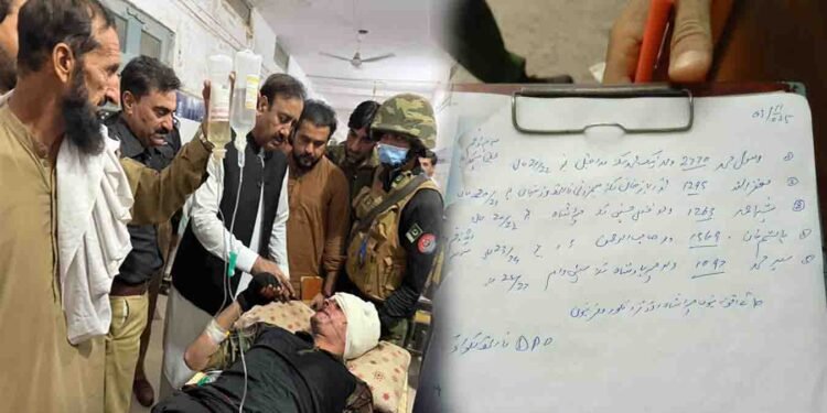 بنؤ حملہ میں پولیس گاڑی پر حملے کے بعد جائے وقوعہ