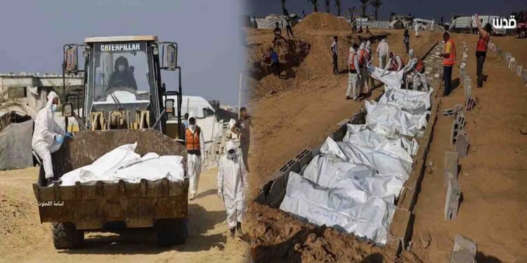 غزہ اسپتال ملبہ سے 35 فلسطینیوں کی لاشیں برآمد