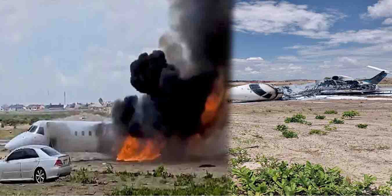 جمہوریہ کانگو طیارہ حادثہ کے بعد مسافروں کا طیارے سے باہر نکلتے ہوئے منظر