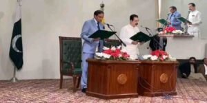 آزاد کشمیر کے نومنتخب وزیراعظم فیصل راٹھور کی حلف برداری کی تقریب