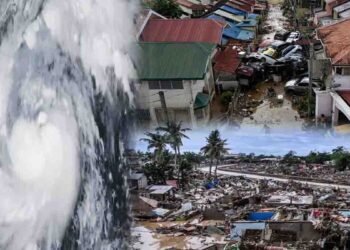 فلپائن میں طوفان فونگ وون کے باعث نقل مکانی کرتے لوگ