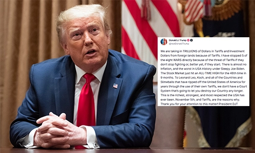 صدر ڈونلڈ ٹرمپ کا بیان امریکا ٹیرف اور سرمایہ کاری سے کھربوں ڈالر کما رہا ہے، 5 جنگیں بھی رکوا دیں،