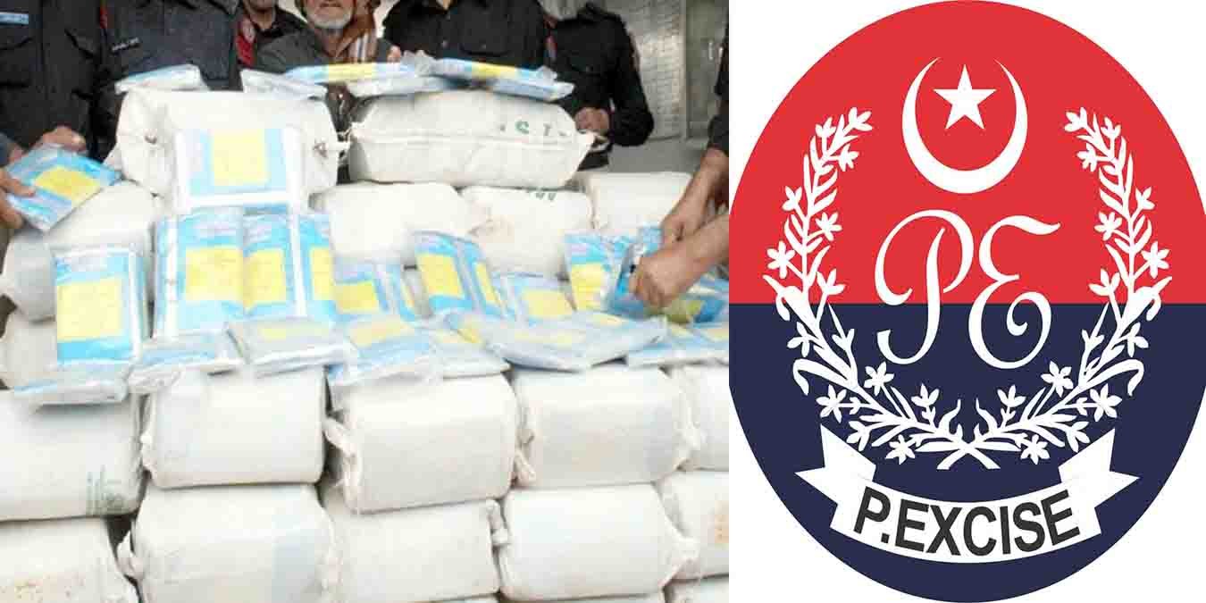 محکمہ ایکسائز پشاور کی گودام پر چھاپہ مار کارروائی، 100 کلو منشیات برآمد