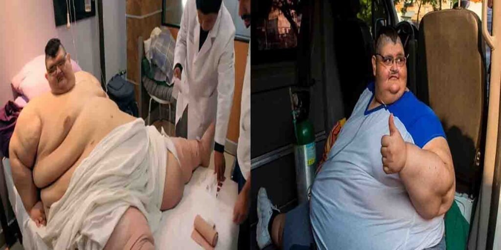 جوآن پیڈرو فرانکو، جو کسی زمانے میں دنیا کے سب سے وزنی شخص تھے، اپنے خاص طور پر تیار کردہ بستر پر لیٹے ہوئے ہیں