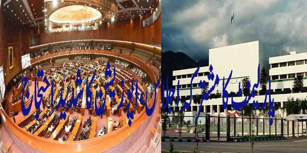 پارلیمنٹ کا مشترکہ اجلاس، اپوزیشن کا شدید احتجاج