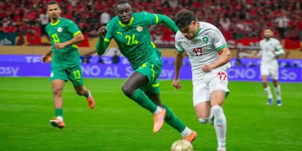 افریقہ کپ آف نیشنز کی ٹرافی اور مراکش کی ٹیم کا جشن