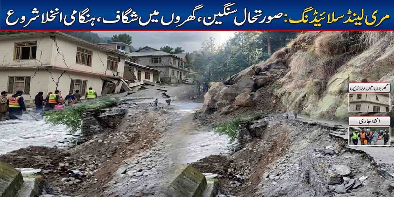مری میں لینڈ سلائیڈنگ سے گھروں کو نقصان اور درخت گرنے کا منظر