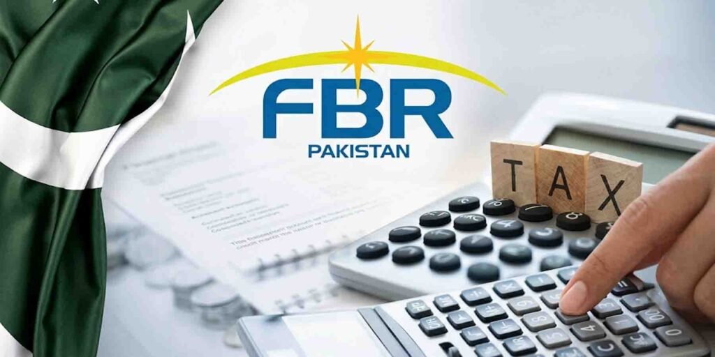 ایف بی آر دفاتر کے باہر سائن بورڈ اور سرکاری عمارت