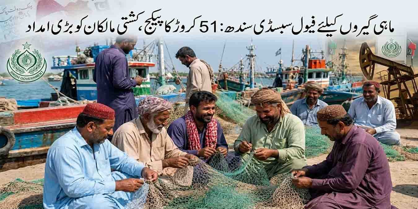 ماہی گیروں کیلئے فیول سبسڈی سندھ کے تحت کشتیوں کا منظر