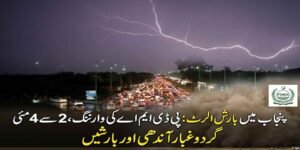 پنجاب میں بارش الرٹ: پی ڈی ایم اے کی وارننگ، 2 سے 4 مئی گردوغبار آندھی اور بارشیں
