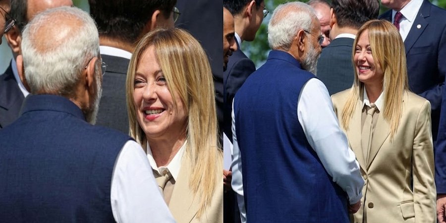 جارجیا میلونی اور مودی کی وائرل ویڈیو جی سیون اجلاس میں ملاقات