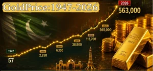 پاکستان میں سونے کی قیمت کا 79 سالہ سفر: 1947 میں 57 روپے فی تولہ سے 2026 میں 5 لاکھ 63 ہزار روپے تک