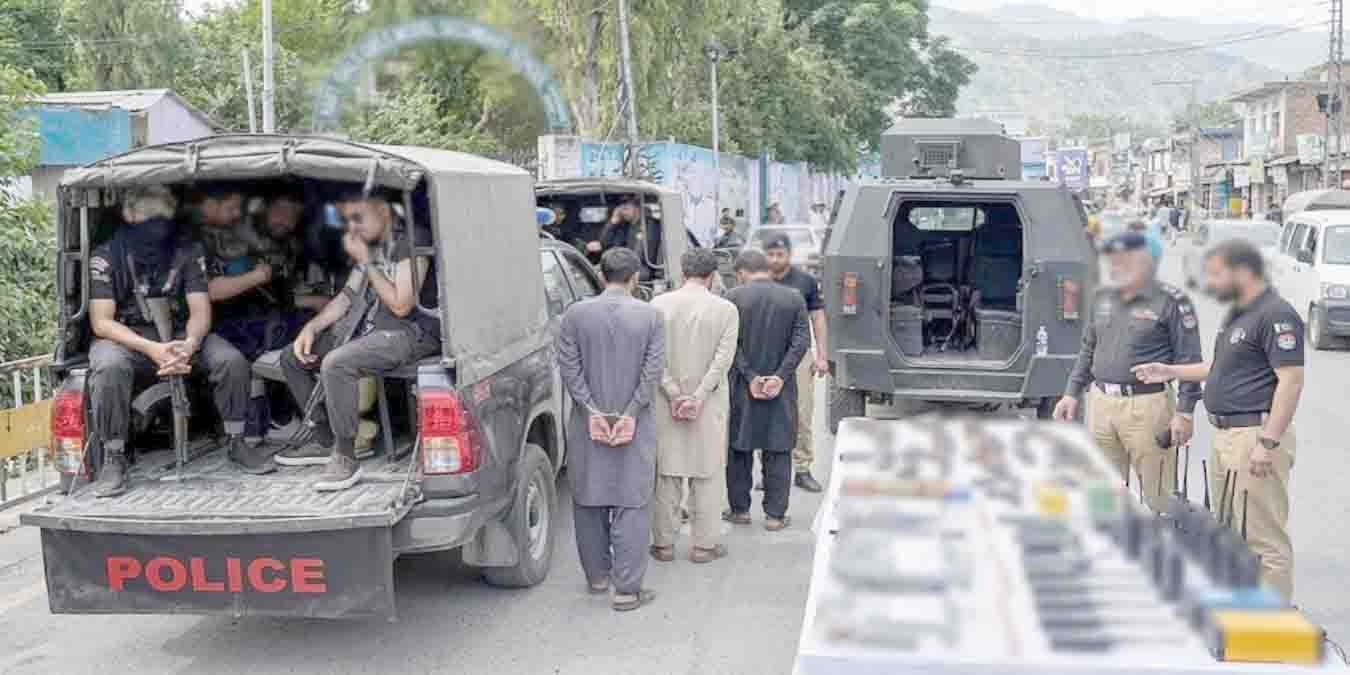 مظفرآباد انٹیلیجنس بیسڈ کارروائی: 5 مشتبہ افراد گرفتار، اسلحہ اور مواصلاتی آلات برآمد