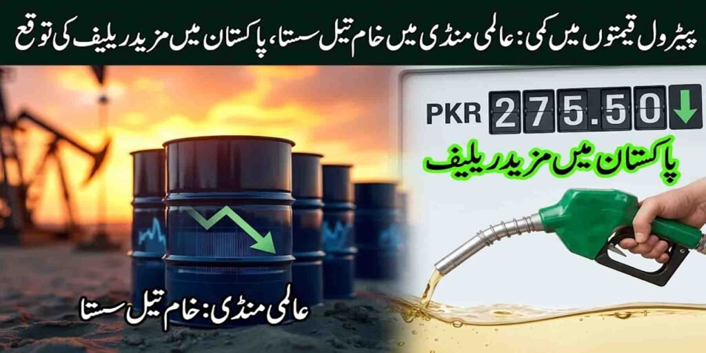 پیٹرول قیمتوں میں کمی: عالمی منڈی میں خام تیل سستا، پاکستان میں مزید ریلیف کی توقع 1 پیٹرول قیمتوں میں کمی اور عالمی منڈی میں خام تیل کی گرتی قیمتیں