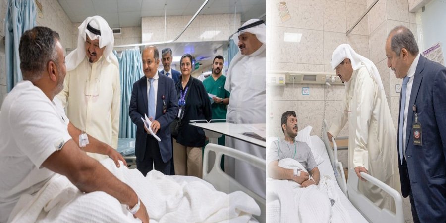 کویتی وزیراعظم کا العدان اسپتال کا دورہ، ایرانی حملوں کے زخمیوں سے ملاقات
