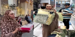 راکھی ساونت کی عمرہ ادائیگی کے بعد مکہ میں جائے نمازیں تقسیم کرنے کی ویڈیو وائرل