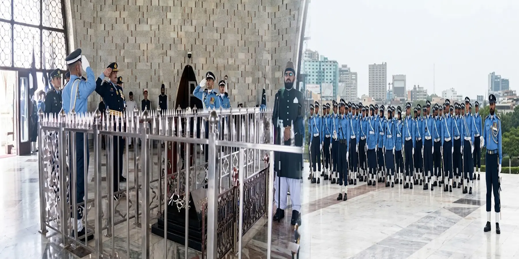 مزار قائد پر پاک فضائیہ کے کیڈٹس کی گارڈ تبدیلی کی تقریب
