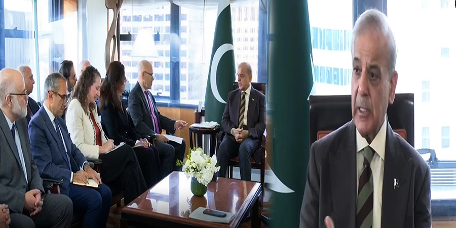 وزیراعظم شہباز شریف امریکی بزنس کونسل کے وفد سے نیویارک میں ملاقات کرتے ہوئے