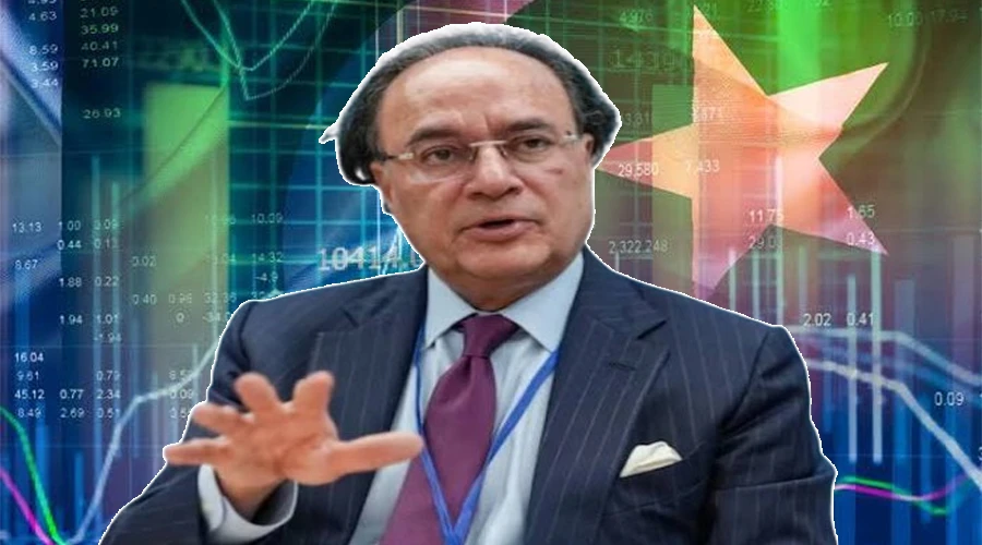 وفاقی وزیر خزانہ محمد اورنگزیب پاکستان کی معاشی ترقی اور نجکاری کے منصوبے پر گفتگو کرتے ہوئے