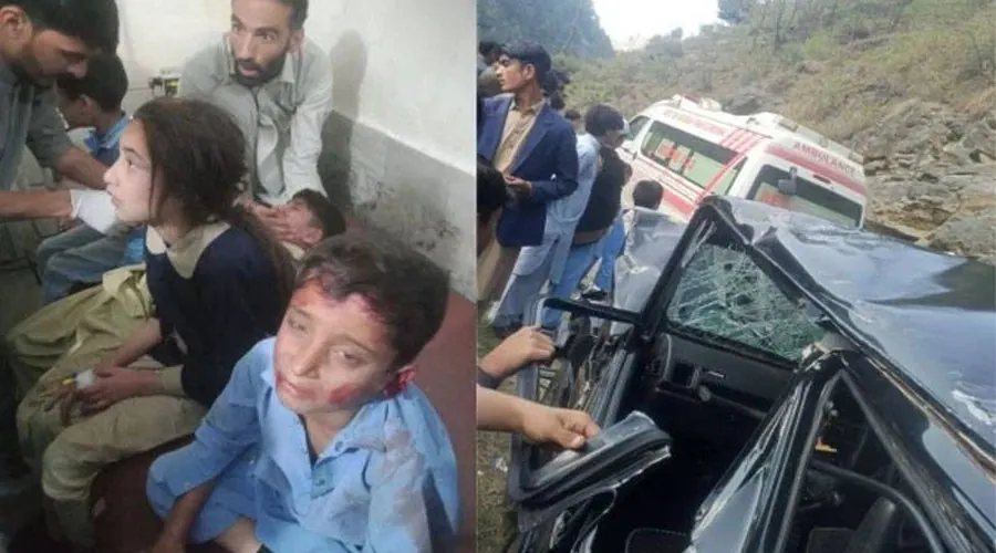 شانگلہ سکول وین حادثہ کے زخمی بچوں کو ڈی ایچ کیو ہسپتال الپوری منتقل کیا جا رہا ہے
